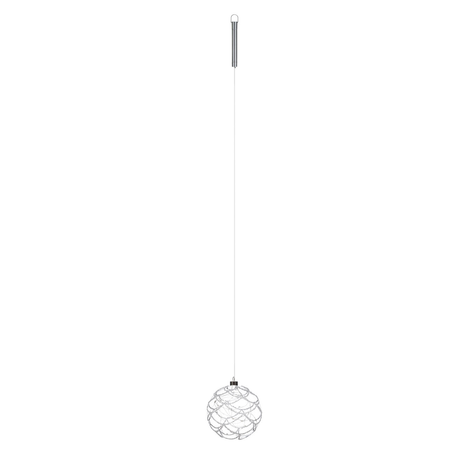 LED Glas Sphere Kugel mit Strass Steinen Silber  15 Cm - Timer + Fernbedienung