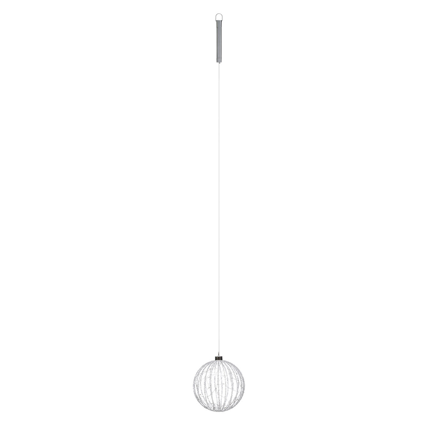 LED Glas Sphere Kugel mit Strass Steinen Silber  15 Cm - Timer längliche Streifen + Fernbedienung