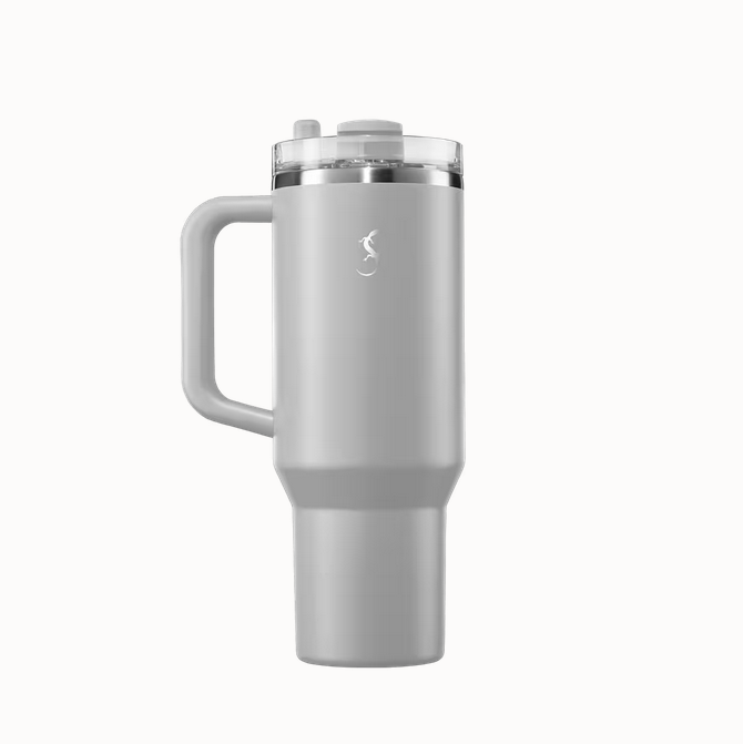 Isolier - Becher Big Cup 1,2L mit ausfahrbarem Trinkhalm - Jura grey