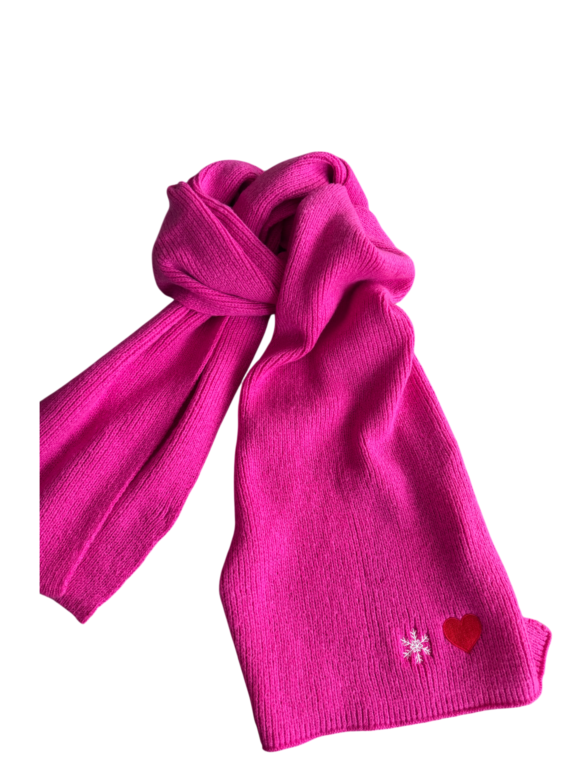 Schal/Mütze Pink Herz & Schneeflocke