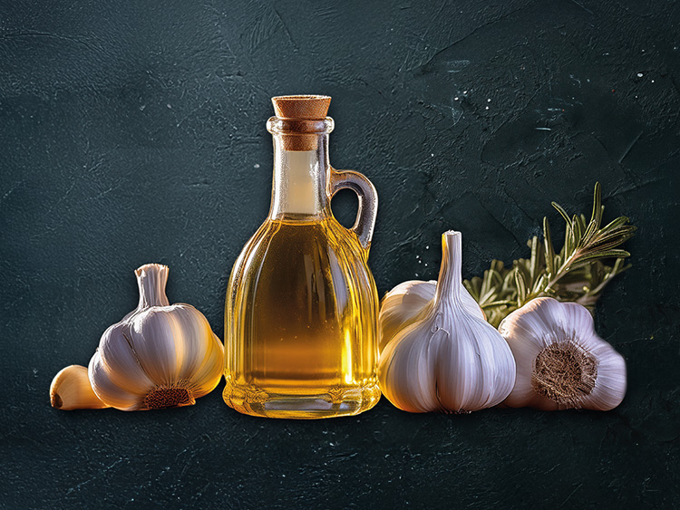 Knoblauch Öl mit Inlay