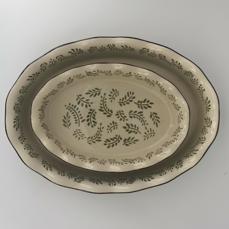 Auflaufform oval 2er-Set Grün/Weiß - Miljögården