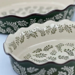 Auflaufform oval 2er-Set Grün/Weiß - Miljögården