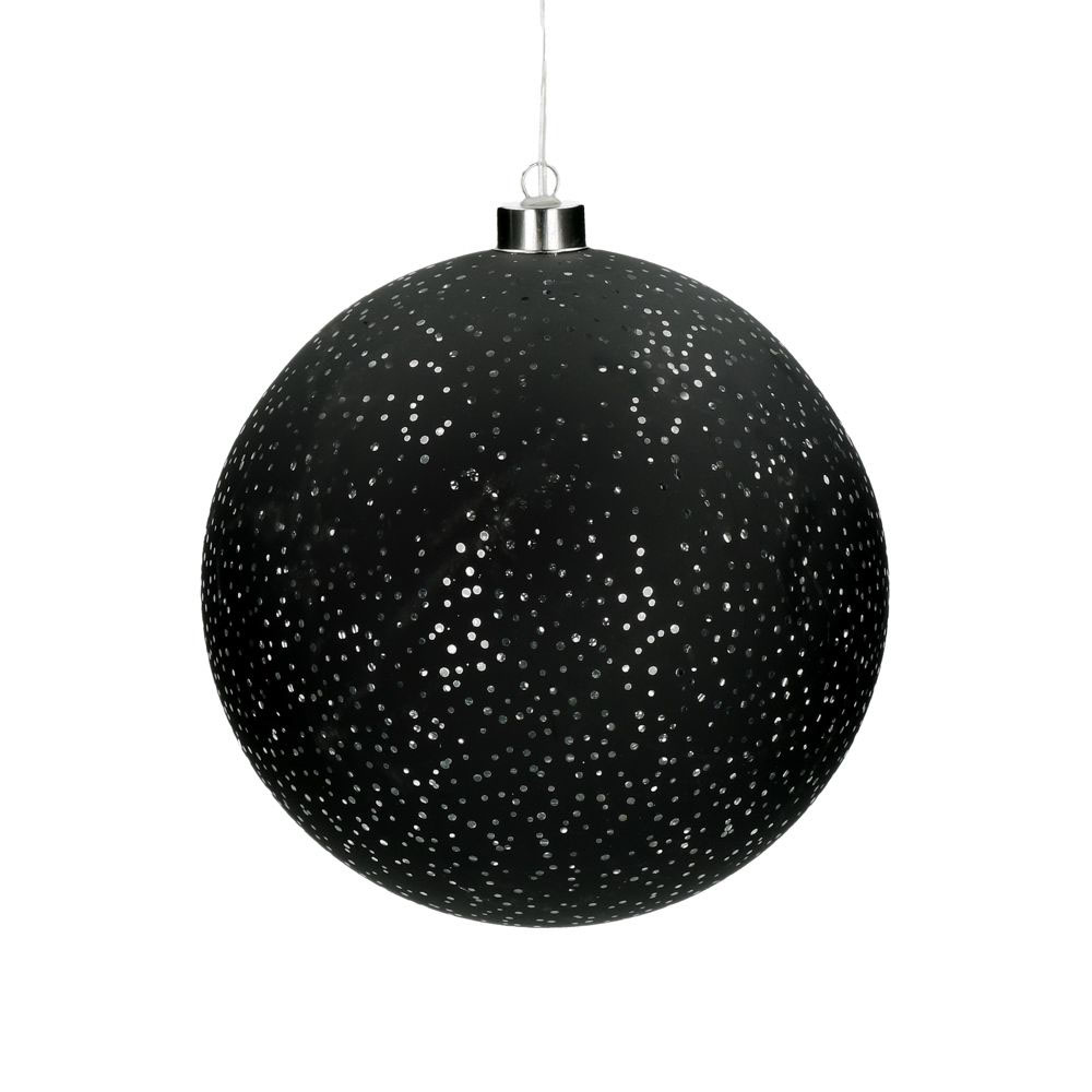 NORI - Licht-Kugel schwarz, Glas (LED/batteriebetrieben) mit Lichterkette (D=20cm) |